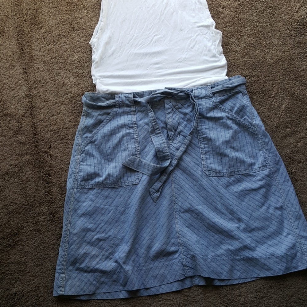 Chambray striped skirt with belt